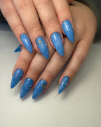 Handmade Blue Bubble Textured 3D Starfish Ocean Sea Press on Nails B27