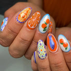 Handmade Blue Mediterranean Italian Seafood Summer Artistic Press on Nails O43