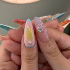 Handmade Bright Colorful Starfish Seashell Summer Fake Nails G91