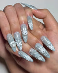 Handmade Bunny Snowflake Glitter Cute Winter Christmas Theme Press on Nails S94
