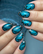 Handmade Butterfly Wing Black White Dot Elegant Nature Press on Nails B74