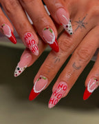 Handmade Christmas Ho Ho Ho and Holly Design Press on Nails V20