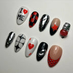 Handmade Cherry Card Chrome Accent Funky Press on Nails P95