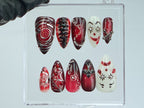 Red Gothic Clown Press-On Nails | Horror Clown Acrylic Nails | Spooky Y2K Halloween Nail Art | 3D Gothic Fake Nails | Unique Design | OB587Y