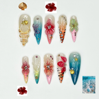 Spring Blossom Fantasy Press On Nails | Colorful Floral Spring Nails | Pastel Garden Stiletto Nails | Fresh Spring Bloom Art Nails | OB1011EC