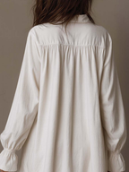 White Lace Irregular Hem Long-sleeved Mini Dress