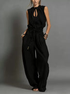 Heavy-Duty Denim Utility Romper with Belt