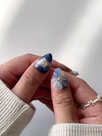3D Flower Ocean Gold Chrome Press on Nails - Reusable Handmade Fake Nails M88