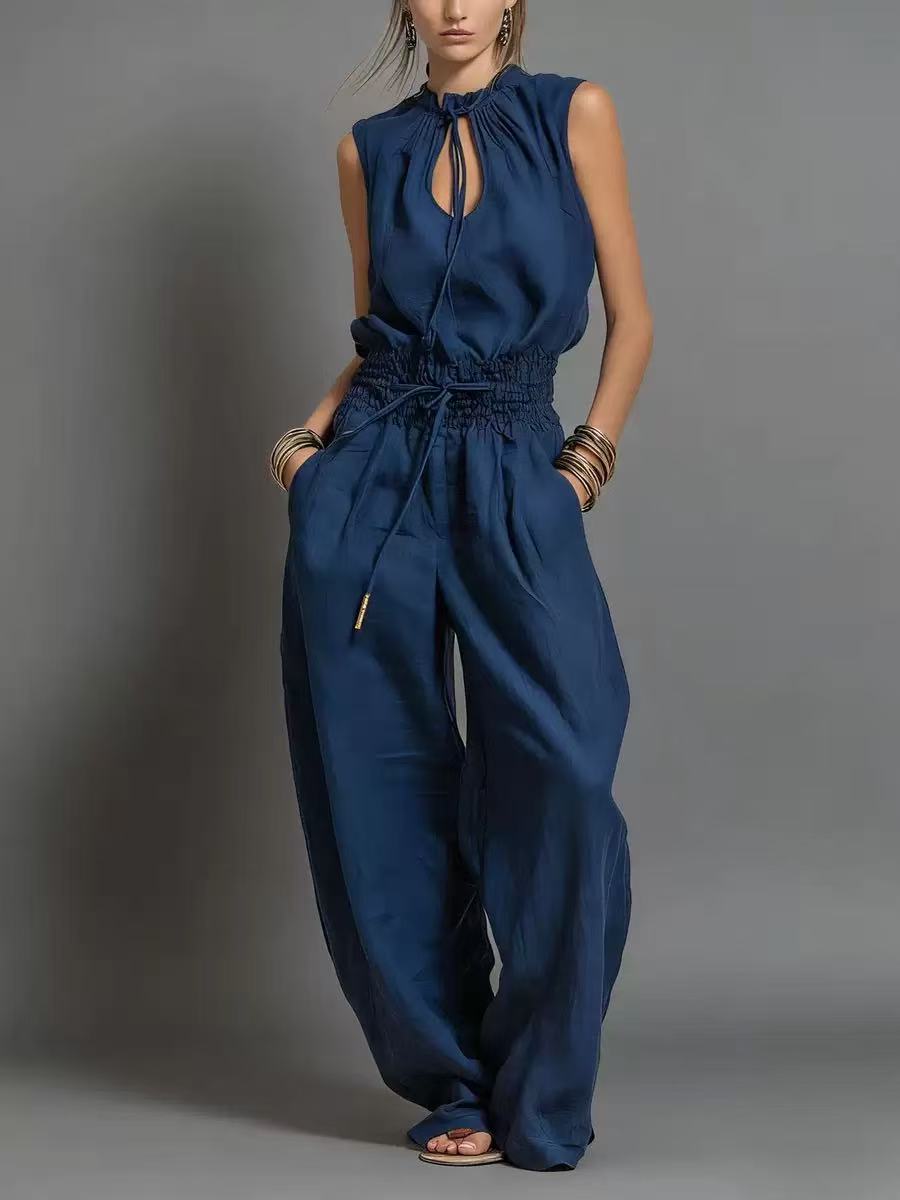 Heavy-Duty Denim Utility Romper with Belt
