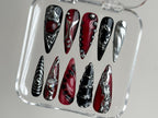 Silver Crystal Chrome Stiletto Nails | OC88T