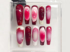 Frenchie Pink Press On Nails | French Tip Coffin Almond Nails | mother day gift | Ombre Impress Fake Nails | Cute Nails | OB304A
