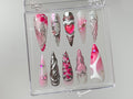 Pink Heart  Press On Nails | gel nail art | Get Nostalgic with Y2K-Inspired Press On Nails | pink press on nails | Nail Art | OB323