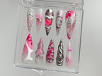 Pink Heart  Press On Nails | gel nail art | Get Nostalgic with Y2K-Inspired Press On Nails | pink press on nails | Nail Art | OB323