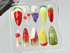 Colorful Fruit Press On Nails | Summer Holiday Fake Nails | Vibrant Fruit Nail Art | Tropical Fruit Press On Nails | Press Ons | OB448TL