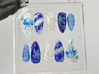 Mystical Ocean Press On Nails | Handcrafted with Jellyfish On Fake nails | Custom Press Ons | summer press on nails | OB449T