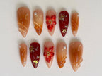 Custom Flower Fairycore Nails | Press On Nails Almond | Dreamy 3D Orchad Floral Press-Ons | Hand-painted Acrylic Spring Fake Nails | OC369A
