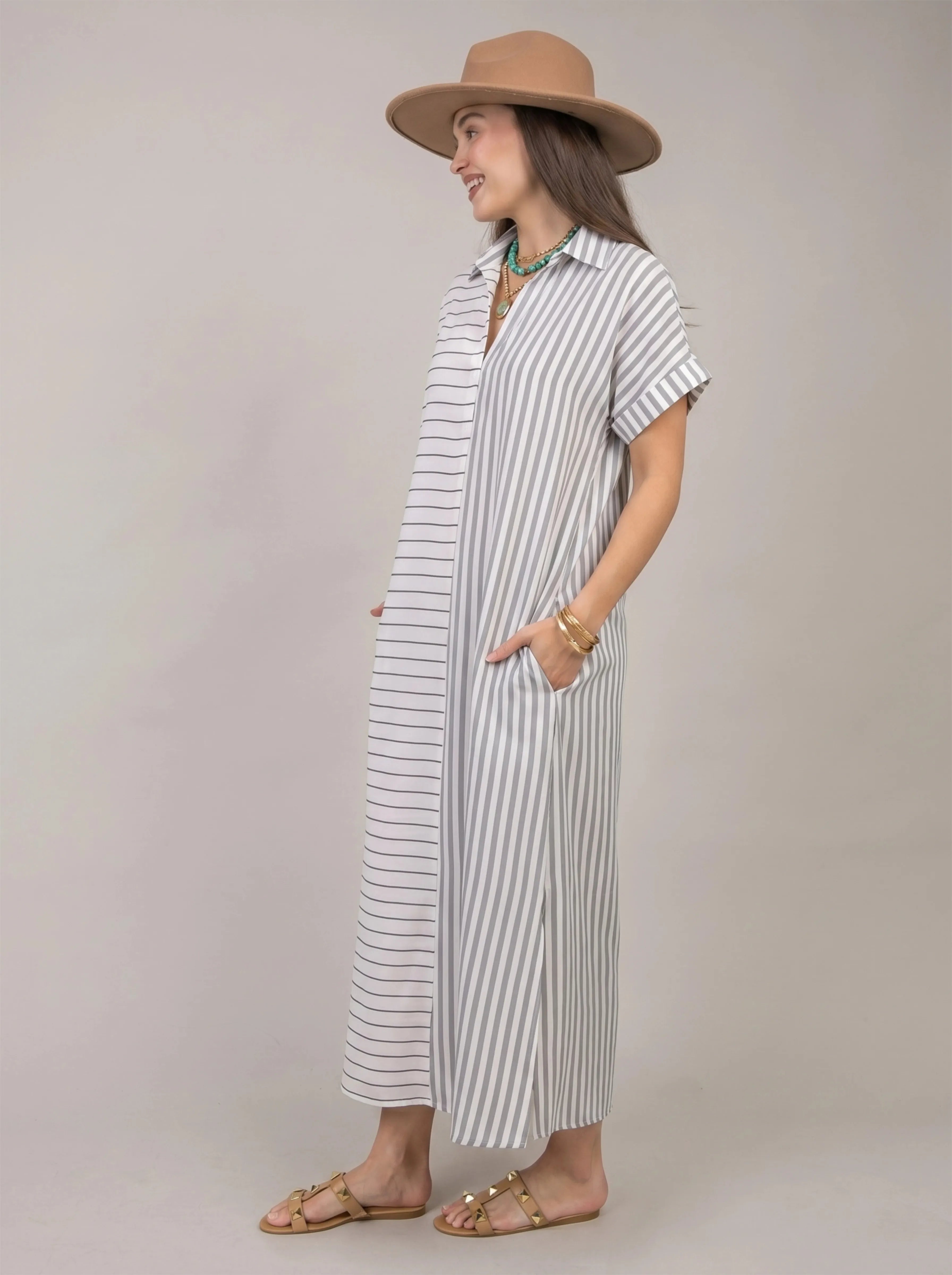 New Antonella Striped Shirt Dress – Effortless Chic & Comfort