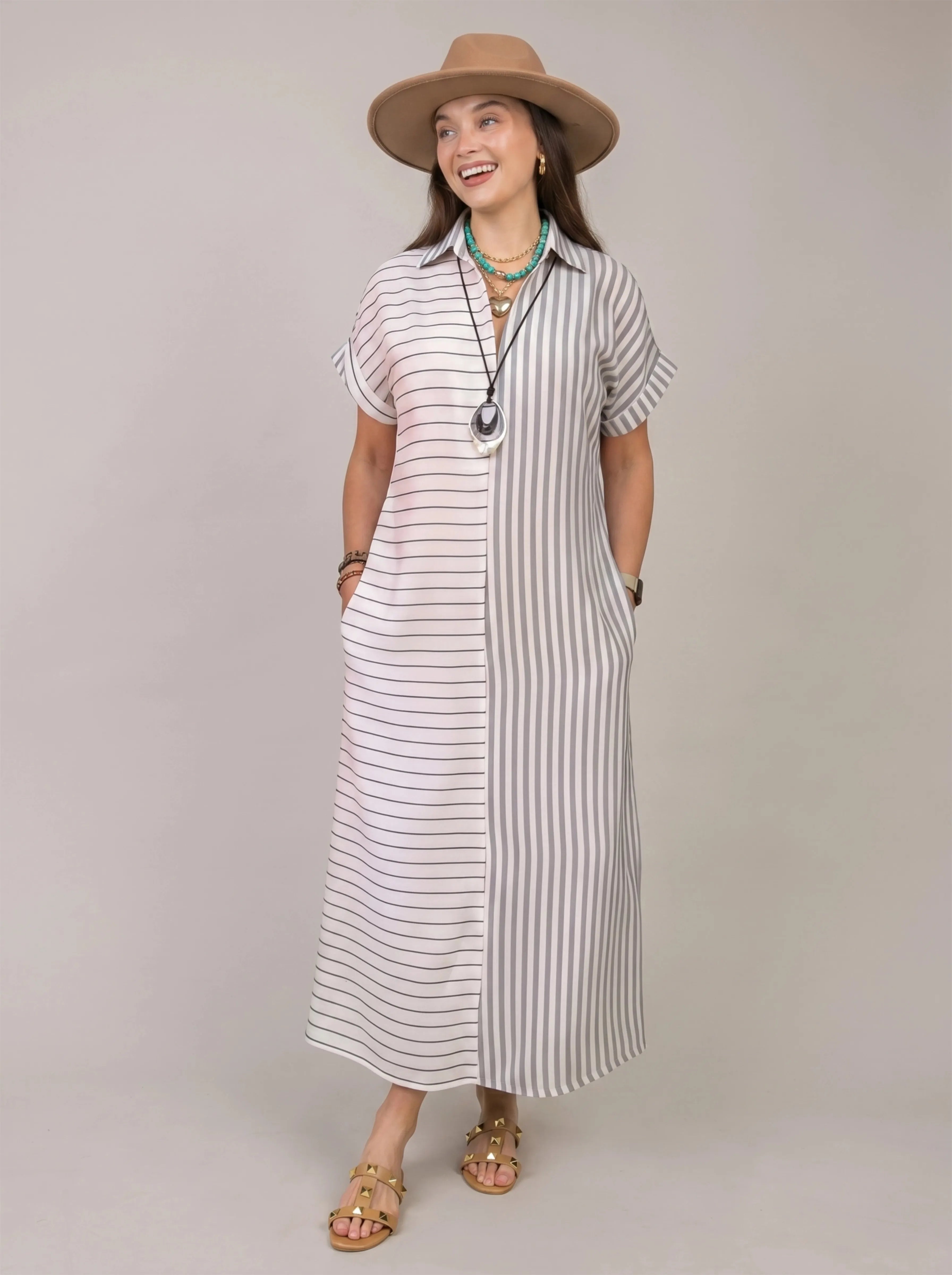 New Antonella Striped Shirt Dress – Effortless Chic & Comfort