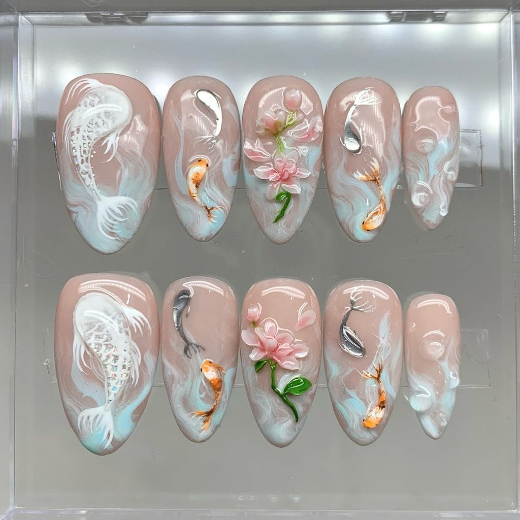 Koi Pond Press On Nails | OB64