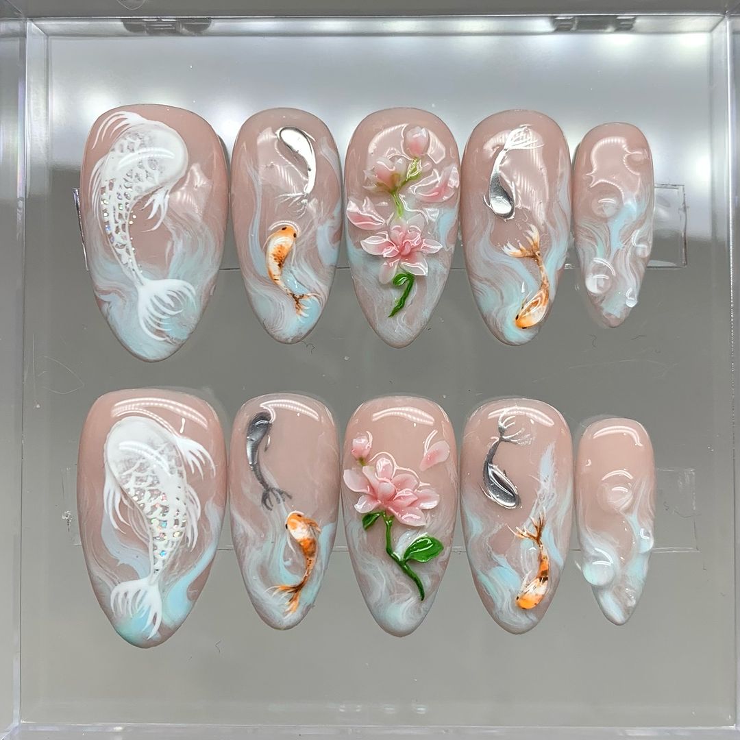 Koi Pond Press On Nails | OB64