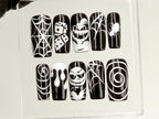 Spooky Halloween Press On Nails | Creepy Cute Nail Art | 3D Spider Web and Skull Acrylic Nails | Gothic-Inspried Fake Nails | Custom| OB562Y