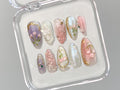 Dreamy Press On Nails Almond | Jelly Pastel Tulip Nail Art | 3D FairyCore Flower Press Ons | Romantic Nail Art in Fake Nails | OB347T