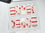 Matte Christmas Press On Nails | Handmade Winter Holiday Fake Nails | Candy Cane & Snowflake Nail Polish | Cozy Sweater Style Nails | OC669Y